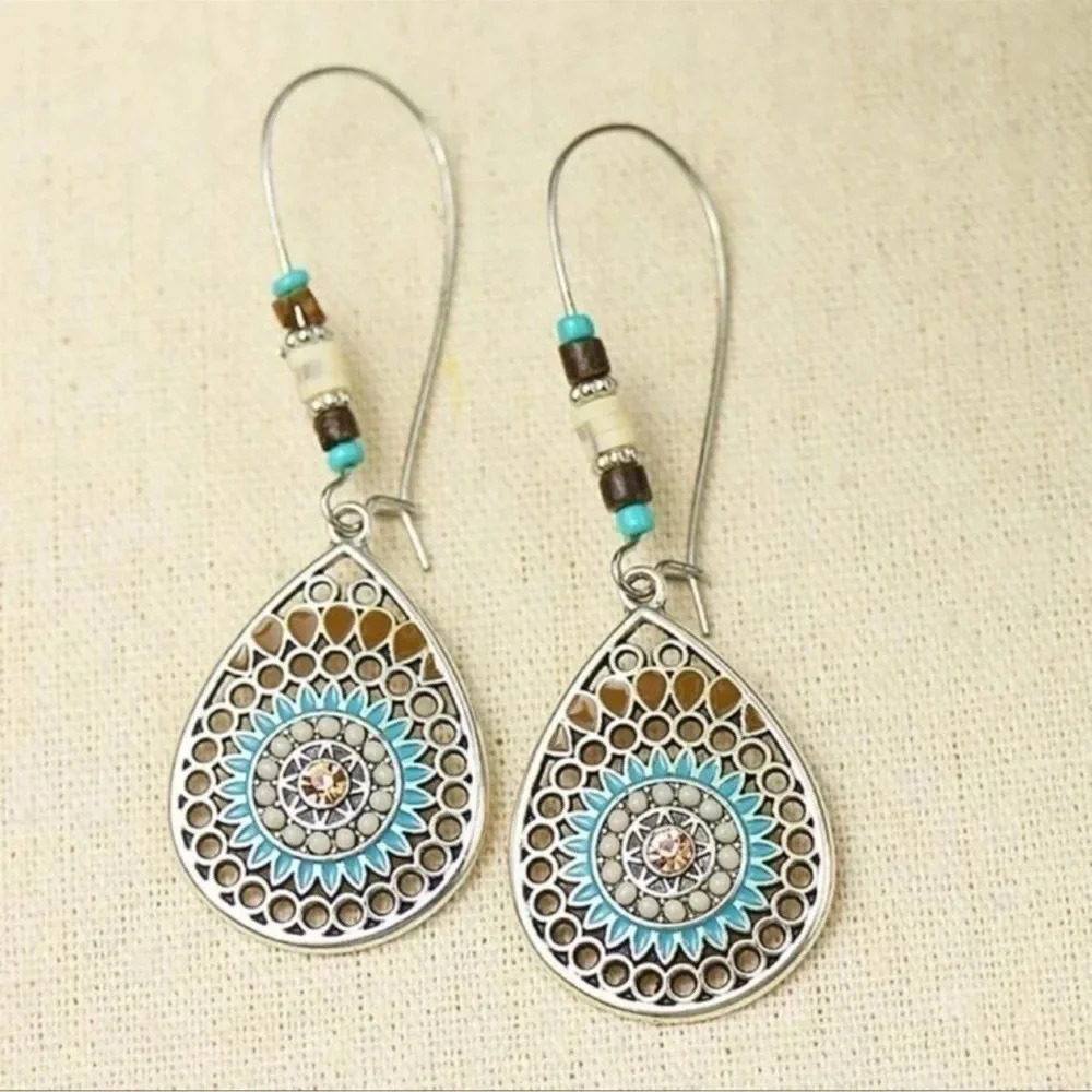 Beaded Bohemian Dangle Earrings - Picture 2 of 4